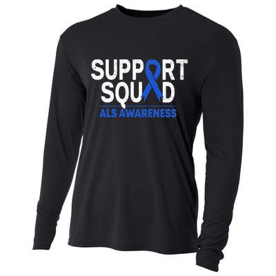 Support Squad ALS Awareness Month Blue Ribbon Support Team Cooling Performance Long Sleeve Crew