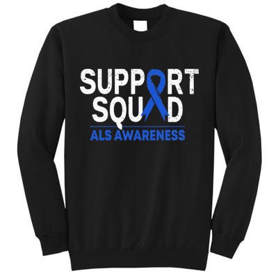 Support Squad ALS Awareness Month Blue Ribbon Support Team Tall Sweatshirt