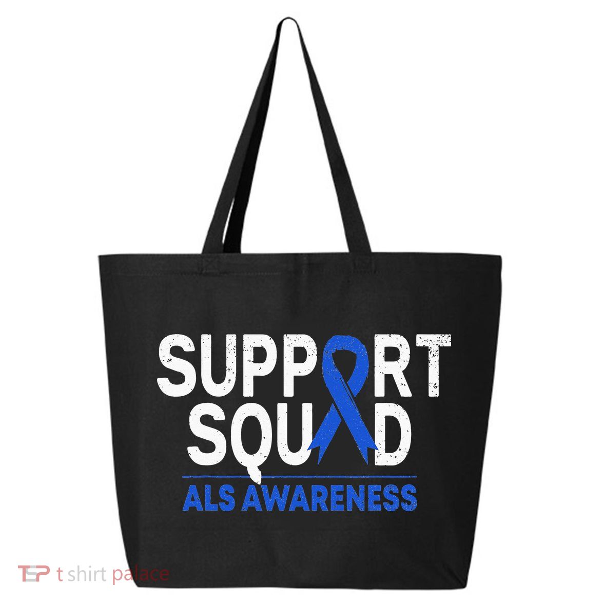 Support Squad ALS Awareness Month Blue Ribbon Support Team 25L Jumbo Tote