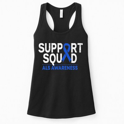 Support Squad ALS Awareness Month Blue Ribbon Support Team Womens Tank Top