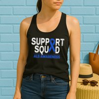 Support Squad ALS Awareness Month Blue Ribbon Support Team Womens Tank Top