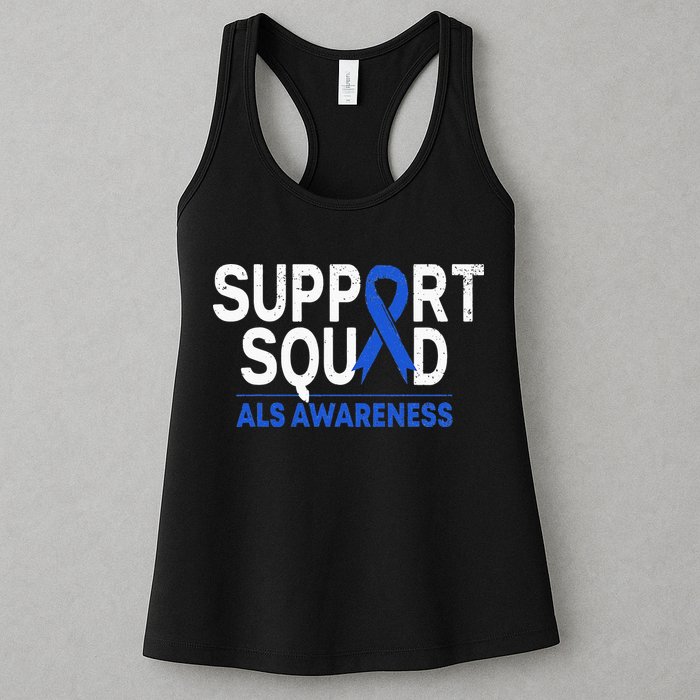 Support Squad ALS Awareness Month Blue Ribbon Support Team Womens Tank Top