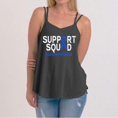 Support Squad ALS Awareness Month Blue Ribbon Support Team Women's Strappy Tank