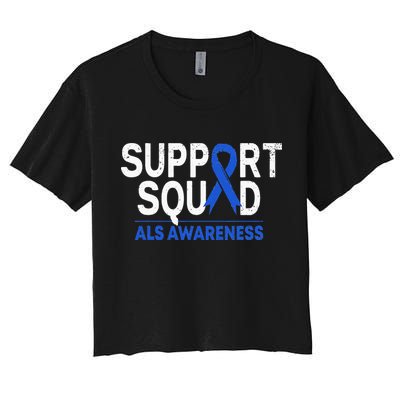 Support Squad ALS Awareness Month Blue Ribbon Support Team Crop Top