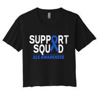 Support Squad ALS Awareness Month Blue Ribbon Support Team Women's Crop Top Tee
