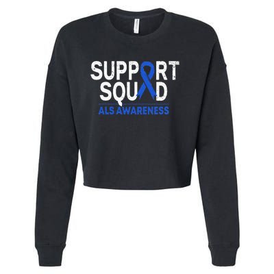 Support Squad ALS Awareness Month Blue Ribbon Support Team Cropped Pullover Crew