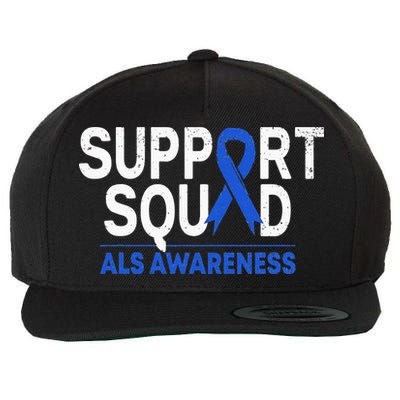Support Squad ALS Awareness Month Blue Ribbon Support Team Wool Snapback Cap