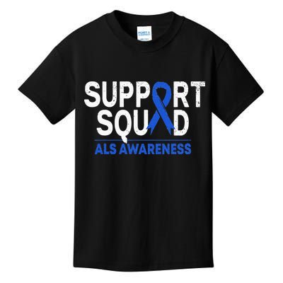 Support Squad ALS Awareness Month Blue Ribbon Support Team Kids T-Shirt