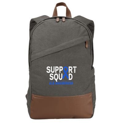 Support Squad ALS Awareness Month Blue Ribbon Support Team Cotton Canvas Backpack