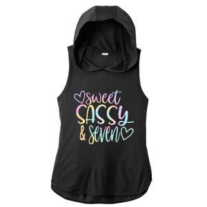 Sweet Sassy And Seven Birthday Tie Dye Tee Kids Ladies PosiCharge Tri-Blend Wicking Draft Hoodie Tank