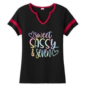 Sweet Sassy And Seven Birthday Tie Dye Tee Kids Ladies Halftime Notch Neck Tee