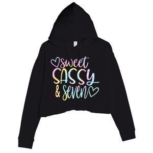 Sweet Sassy And Seven Birthday Tie Dye Tee Kids Crop Fleece Hoodie