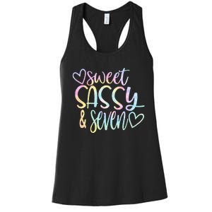 Sweet Sassy And Seven Birthday Tie Dye Tee Kids Women's Racerback Tank