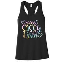 Sweet Sassy And Seven Birthday Tie Dye Tee Kids Women's Racerback Tank