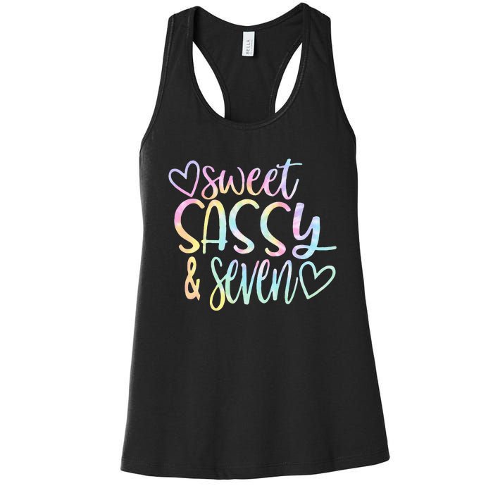 Sweet Sassy And Seven Birthday Tie Dye Tee Kids Women's Racerback Tank