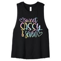 Sweet Sassy And Seven Birthday Tie Dye Tee Kids Women's Racerback Cropped Tank