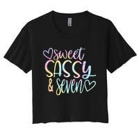 Sweet Sassy And Seven Birthday Tie Dye Tee Kids Women's Crop Top Tee