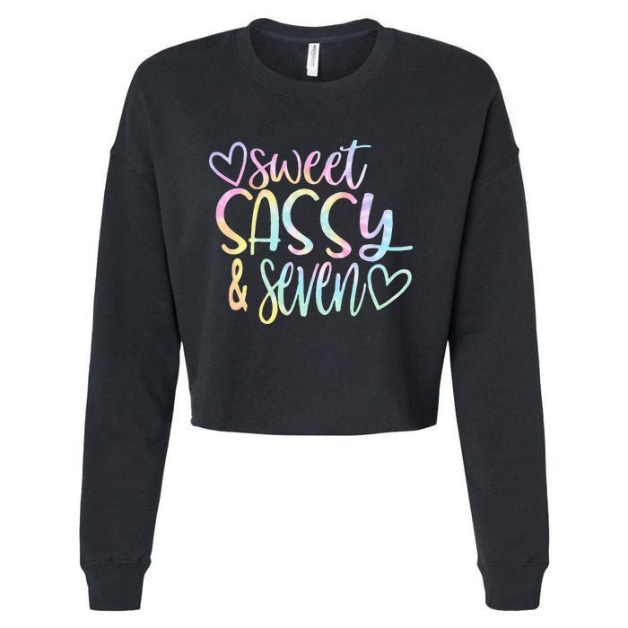 Sweet Sassy And Seven Birthday Tie Dye Tee Kids Cropped Pullover Crew