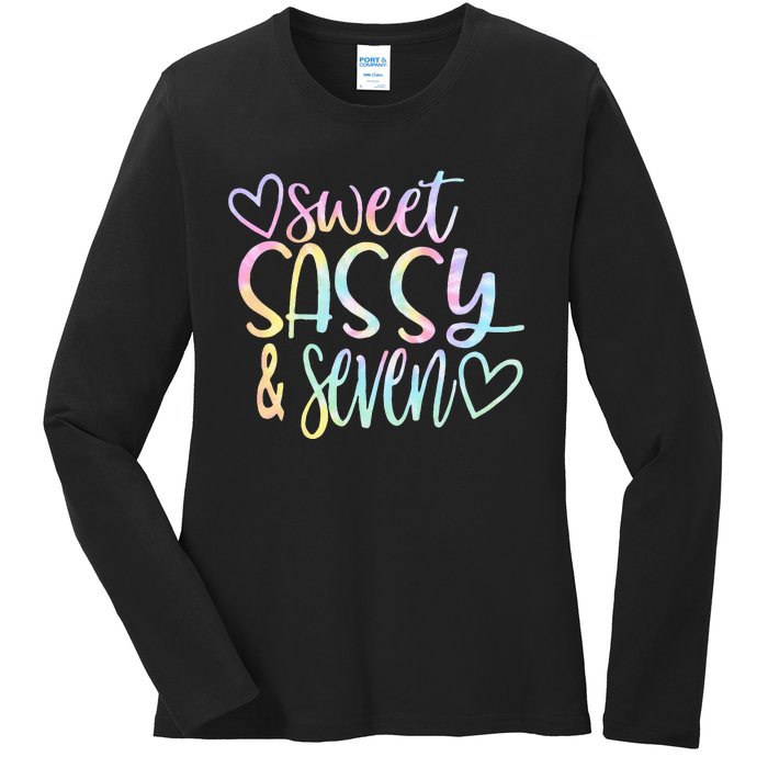 Sweet Sassy And Seven Birthday Tie Dye Tee Kids Ladies Long Sleeve Shirt