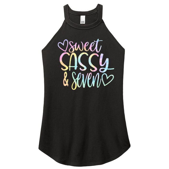 Sweet Sassy And Seven Birthday Tie Dye Tee Kids Women's Perfect Tri Rocker Tank