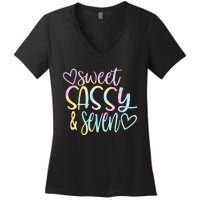 Sweet Sassy And Seven Birthday Tie Dye Tee Kids Women's V-Neck T-Shirt