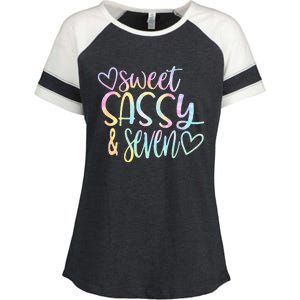 Sweet Sassy And Seven Birthday Tie Dye Tee Kids Enza Ladies Jersey Colorblock Tee