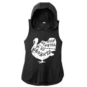 Stop Staring At My Breasts Funny Thanksgiving Turkey Lovers Meaningful Gift Ladies PosiCharge Tri-Blend Wicking Draft Hoodie Tank