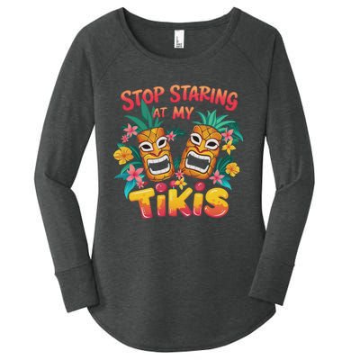 Stop Staring At My Tikis Aloha Summer Women's Perfect Tri Tunic Long Sleeve Shirt