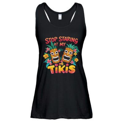 Stop Staring At My Tikis Aloha Summer Ladies Essential Flowy Tank