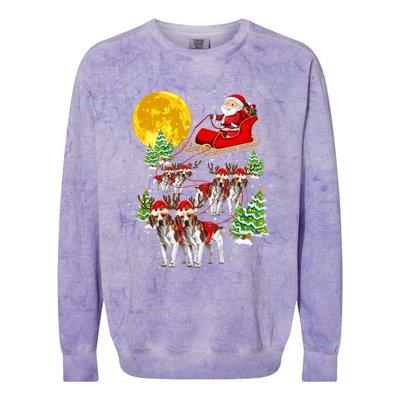 Santa Sleigh And Beagle Dogs Xmas Pajama Merry Christmas Boys Cute Gift Colorblast Crewneck Sweatshirt