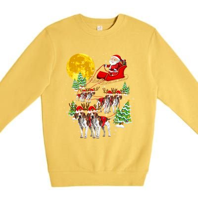 Santa Sleigh And Beagle Dogs Xmas Pajama Merry Christmas Boys Cute Gift Premium Crewneck Sweatshirt