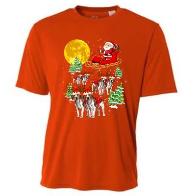 Santa Sleigh And Beagle Dogs Xmas Pajama Merry Christmas Boys Cute Gift Cooling Performance Crew T-Shirt