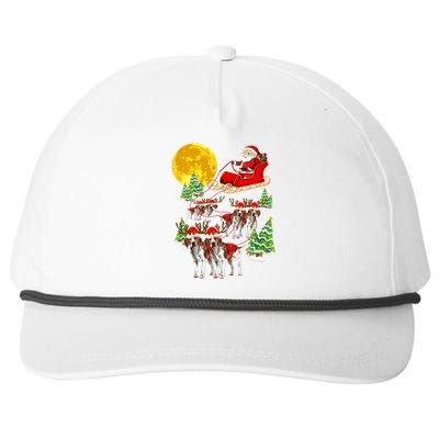 Santa Sleigh And Beagle Dogs Xmas Pajama Merry Christmas Boys Cute Gift Snapback Five-Panel Rope Hat