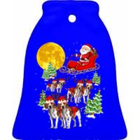 Santa Sleigh And Beagle Dogs Xmas Pajama Merry Christmas Boys Cute Gift Ceramic Bell Ornament