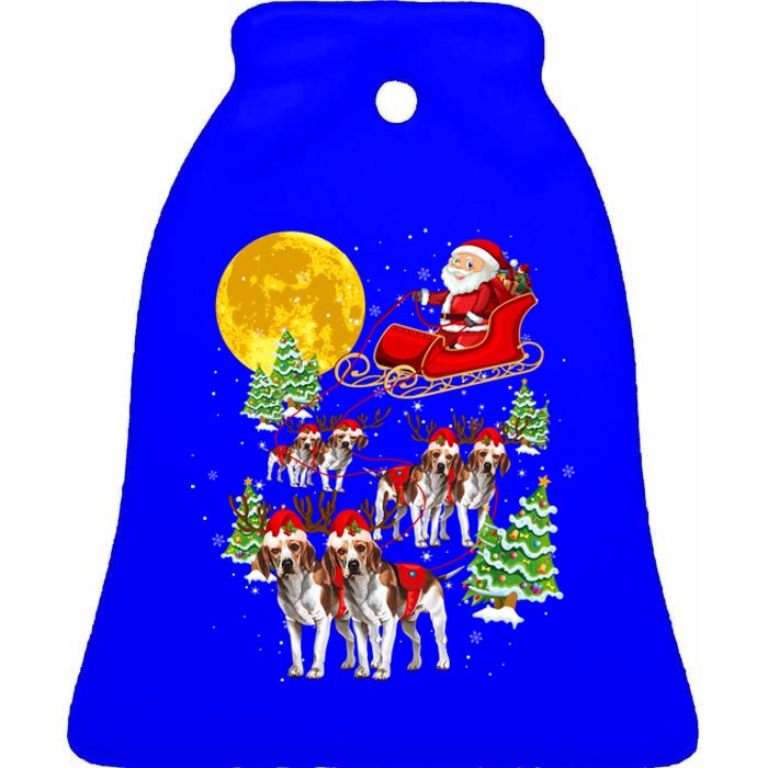 Santa Sleigh And Beagle Dogs Xmas Pajama Merry Christmas Boys Cute Gift Ceramic Bell Ornament