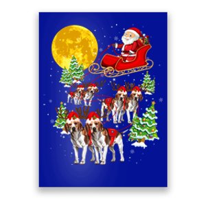 Santa Sleigh And Beagle Dogs Xmas Pajama Merry Christmas Boys Cute Gift Poster