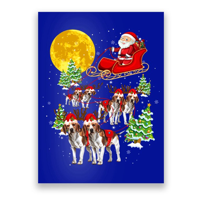 Santa Sleigh And Beagle Dogs Xmas Pajama Merry Christmas Boys Cute Gift Poster