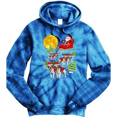 Santa Sleigh And Beagle Dogs Xmas Pajama Merry Christmas Boys Cute Gift Tie Dye Hoodie