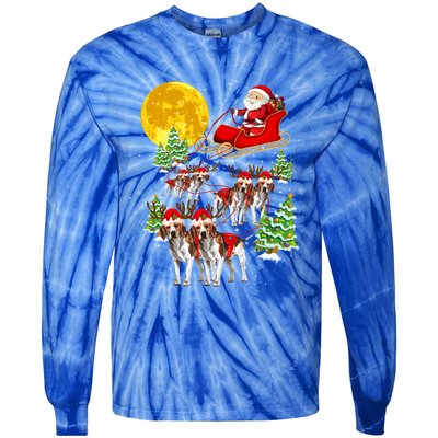 Santa Sleigh And Beagle Dogs Xmas Pajama Merry Christmas Boys Cute Gift Tie-Dye Long Sleeve Shirt