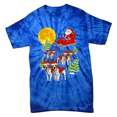 Santa Sleigh And Beagle Dogs Xmas Pajama Merry Christmas Boys Cute Gift Tie-Dye T-Shirt