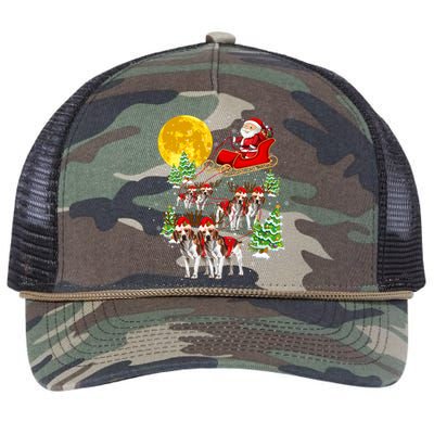 Santa Sleigh And Beagle Dogs Xmas Pajama Merry Christmas Boys Cute Gift Retro Rope Trucker Hat Cap