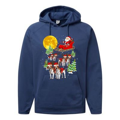 Santa Sleigh And Beagle Dogs Xmas Pajama Merry Christmas Boys Cute Gift Performance Fleece Hoodie