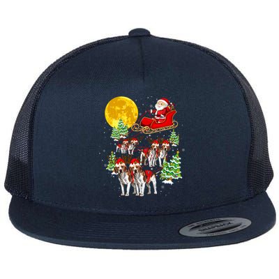 Santa Sleigh And Beagle Dogs Xmas Pajama Merry Christmas Boys Cute Gift Flat Bill Trucker Hat