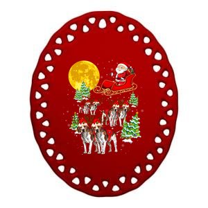 Santa Sleigh And Beagle Dogs Xmas Pajama Merry Christmas Boys Cute Gift Ceramic Oval Ornament