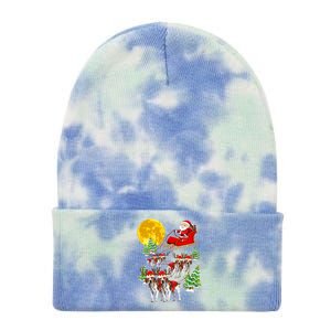 Santa Sleigh And Beagle Dogs Xmas Pajama Merry Christmas Boys Cute Gift Tie Dye 12in Knit Beanie