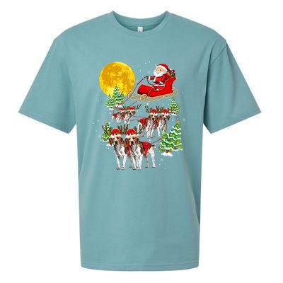 Santa Sleigh And Beagle Dogs Xmas Pajama Merry Christmas Boys Cute Gift Sueded Cloud Jersey T-Shirt