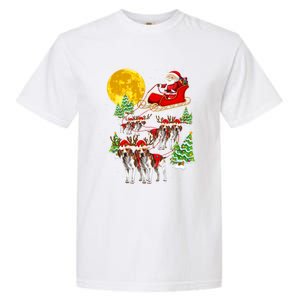 Santa Sleigh And Beagle Dogs Xmas Pajama Merry Christmas Boys Cute Gift Garment-Dyed Heavyweight T-Shirt