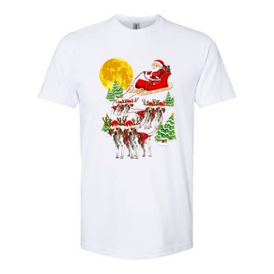 Santa Sleigh And Beagle Dogs Xmas Pajama Merry Christmas Boys Cute Gift Softstyle CVC T-Shirt