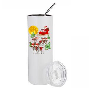 Santa Sleigh And Beagle Dogs Xmas Pajama Merry Christmas Boys Cute Gift Stainless Steel Tumbler