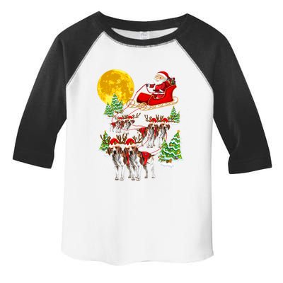 Santa Sleigh And Beagle Dogs Xmas Pajama Merry Christmas Boys Cute Gift Toddler Fine Jersey T-Shirt